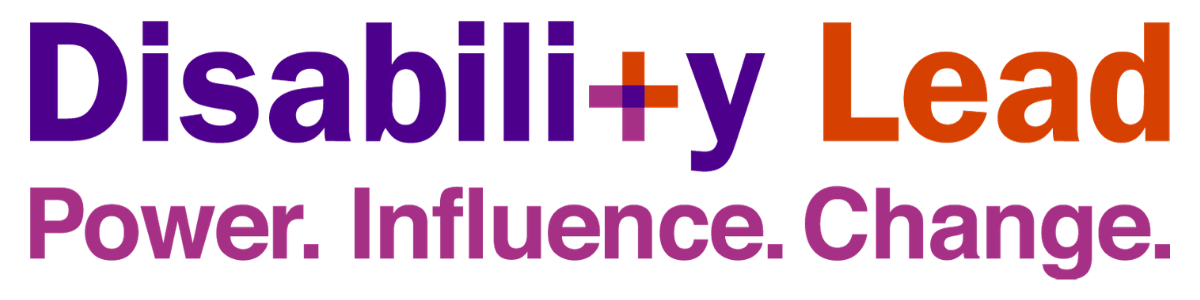 The logo consists of the words—Disability Lead. The word—disability—is purple an
